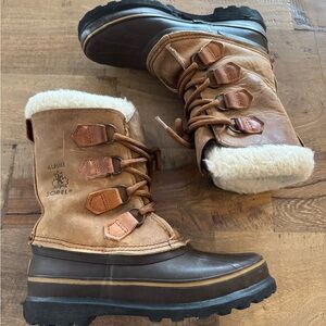 Sorel Alpine Winter Boots Womens Snow Insulated Lined tan Leather